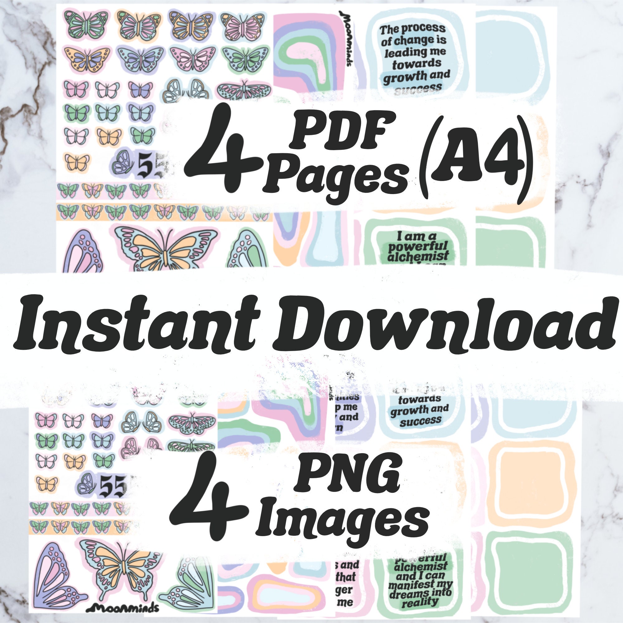 Vision 555 Butterfly Alchemy 555 Vision Board Printable Set Powerful Affirmations ...