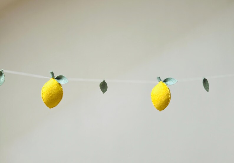 Lemon garland, felt, handmade lemons, Mediterranean decor, lemon decoration image 4