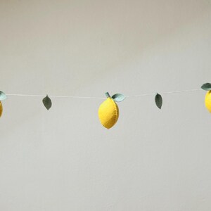Lemon garland, felt, handmade lemons, Mediterranean decor, lemon decoration image 3