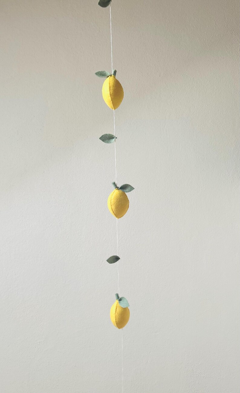 Lemon garland, felt, handmade lemons, Mediterranean decor, lemon decoration image 5