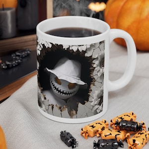 Spooky Scarecrow Halloween Mug - Ceramic Coffee Cup - Fall Harvest Decor - Autumn Drinkware