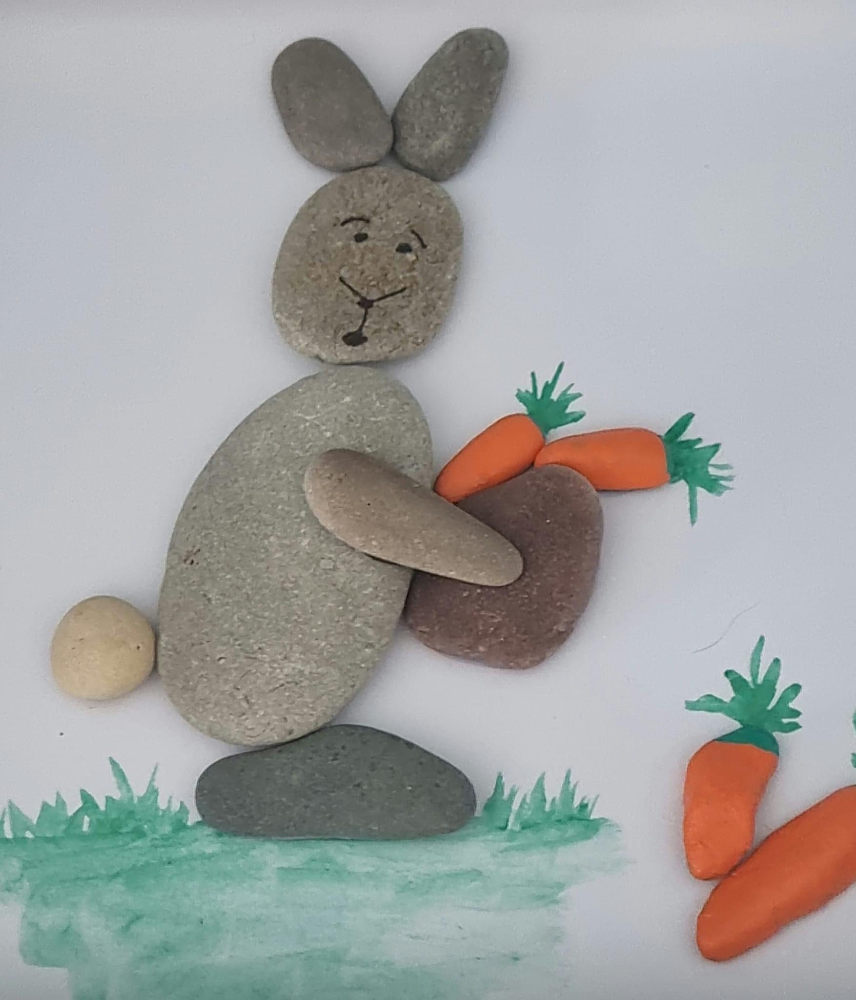 Simple Rabbit Pebbles Paint Rabbit Pebble Art Animal Pebble Art - Etsy