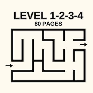 80 Maze Puzzle Pages - Fun and Challenging Printable Mazes - PDF - Levels 1-2-3-4