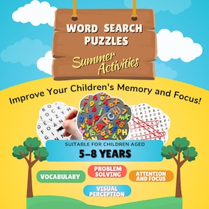 Word Search Puzzle - For Kids  - PDF - 24 Pages