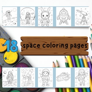18 Space Coloring Pages for Kids, Astronaut Coloring Pages for Kids, Printable, PDF