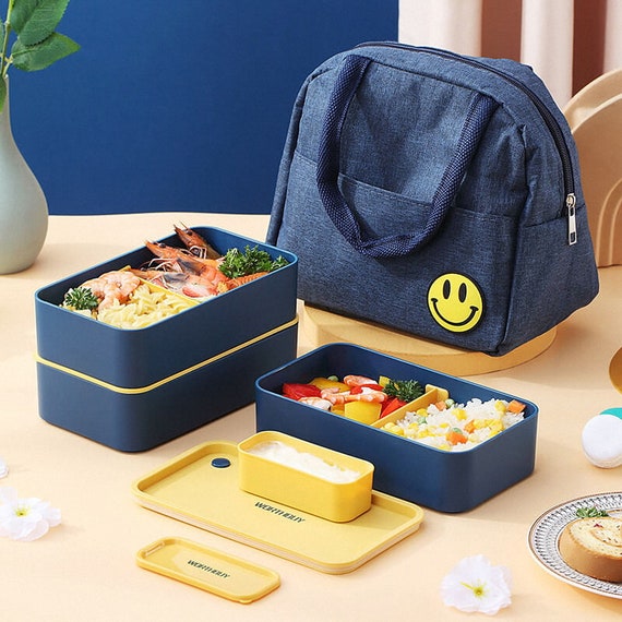 Lunch Bags Kid's Lunch Box With Spoon and Fork Set Thermal Food Door Bag  Compartments Microwave Heating Lunchbox School Child 