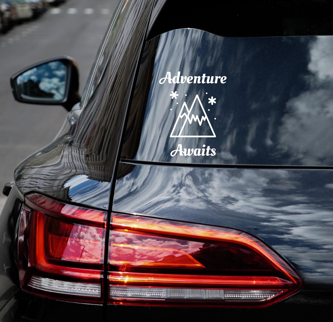 Adventure Awaits Car Decal, Mountain Vinyl Sticker, Outdoor Lover Gift ...