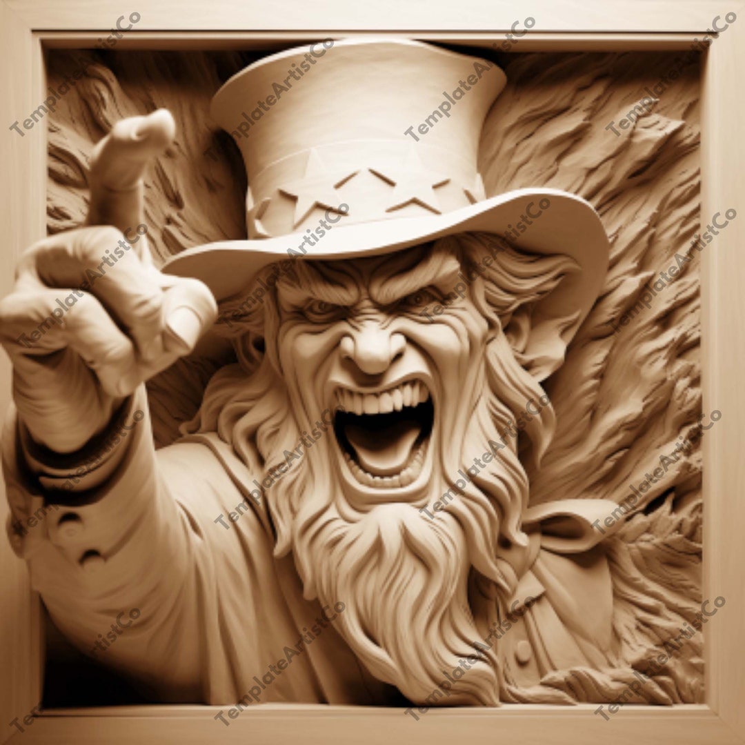 Uncle Sam Laser Engraving Burn PNG 3D Wood Engrave Lightburn Etsy