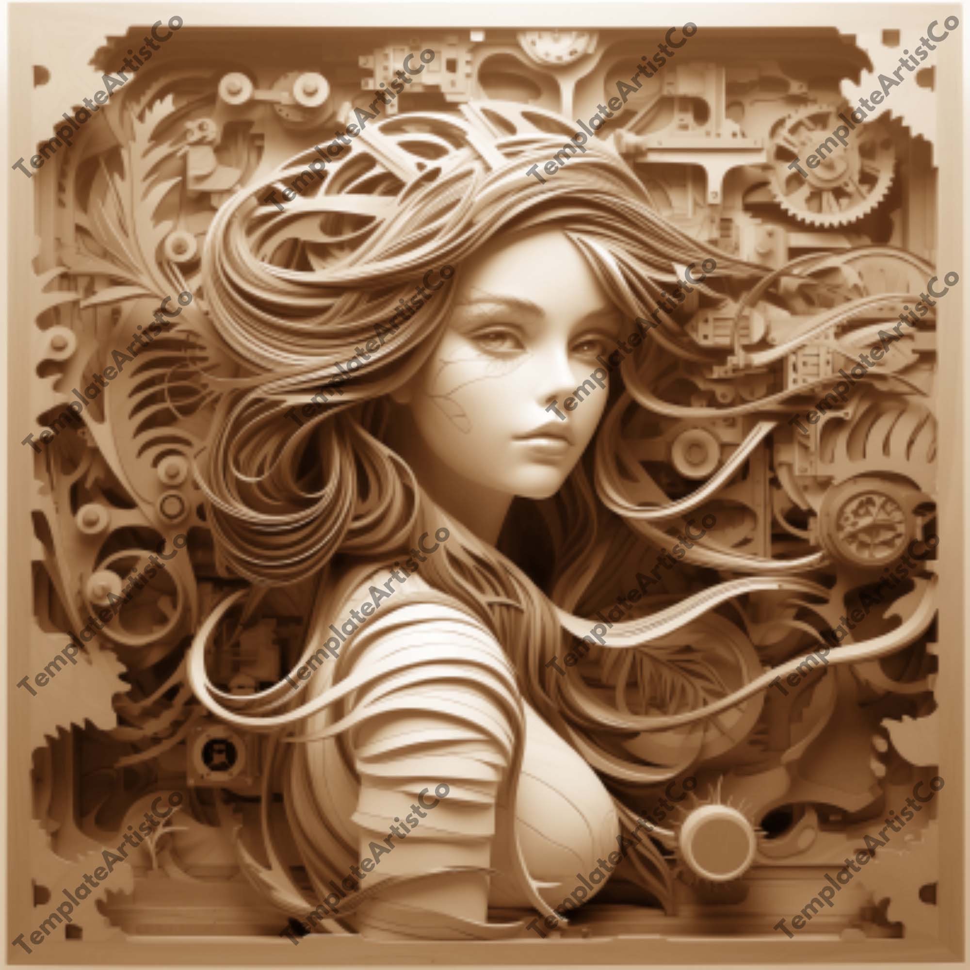Girl Laser Engrave File, PNG Burn, Wood Engraving 3D Illusions, Lightburn File, Laser