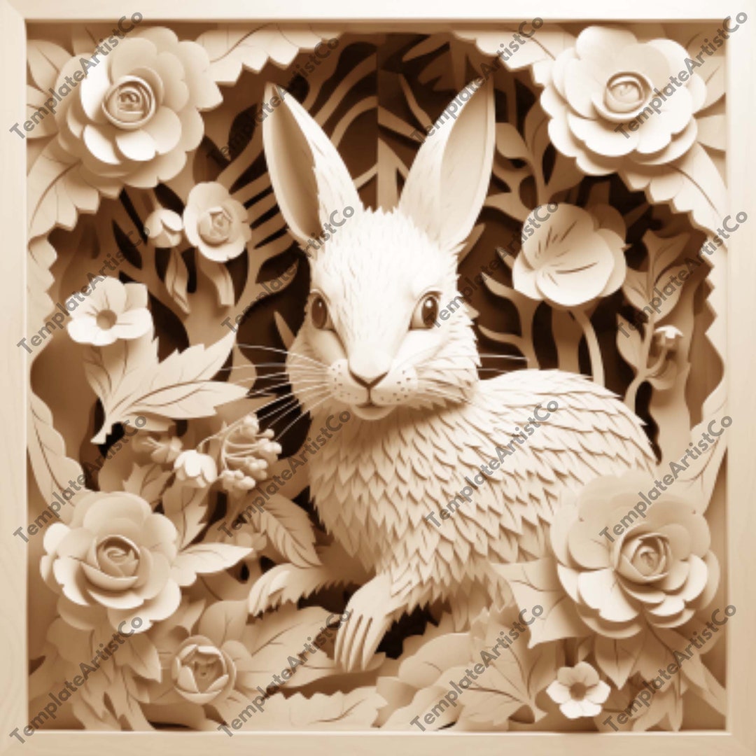 Rabbit Laser Engraving File, PNG Burn, Wood Engrave, Lightburn File, 3D ...