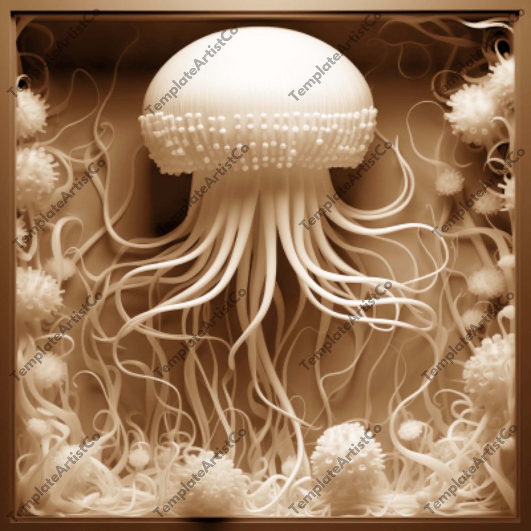 Jellyfish Laser Engrave Burn PNG Wood Engraving Laser Burn Etsy