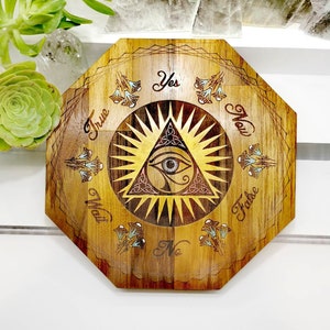 Octagonal Pendulum Board, Divination Dowsing Spiritual Solid Hardwood Advanced Layout