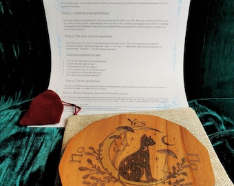 Hardwood Pendulum Board, Divination Dowsing Kit, Beech Wood