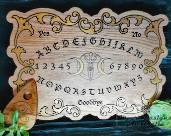 Gothic Style Goddess Triple Moon Spirit Board, Alpha Numeric Talking Board deeply engraved ouija Board