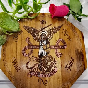 Archangel Michael, Octagonal Pendulum Board, Divination Dowsing Spiritual Solid Hardwood Advanced Layout