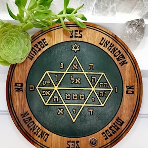 5Th Pentacle Of Jupiter Pendulum Board, Divination, Dowsing, Spiritual, Solid Hardwood Standard Layout