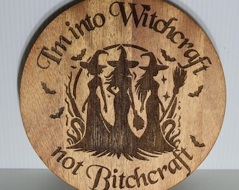 Engraved Wooden Plaque Pentagram Witch Wicca Altar Pagan Funny Unique