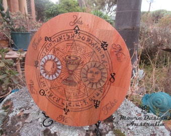 Ace of Cups Advanced Pendulum Board, Divination, Dowsing, Spiritual,  Solid Hardwood, Advanced Layout, Sun Moon,