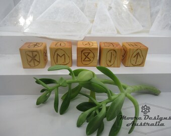 Elder Futhark Rune Dice, Solid Huon Pine, Wood Rune Dice. Viking Rune Dice