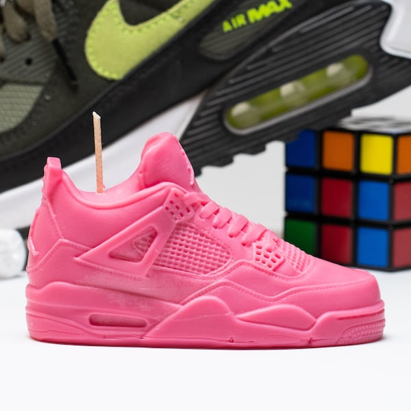 Bougie Jordan 4 ROSE pure PINK - AJ4 Candle 100% vegan - Cadeau fan de sneakers - Décoration basketball idéale - Bougie fabriquée en France