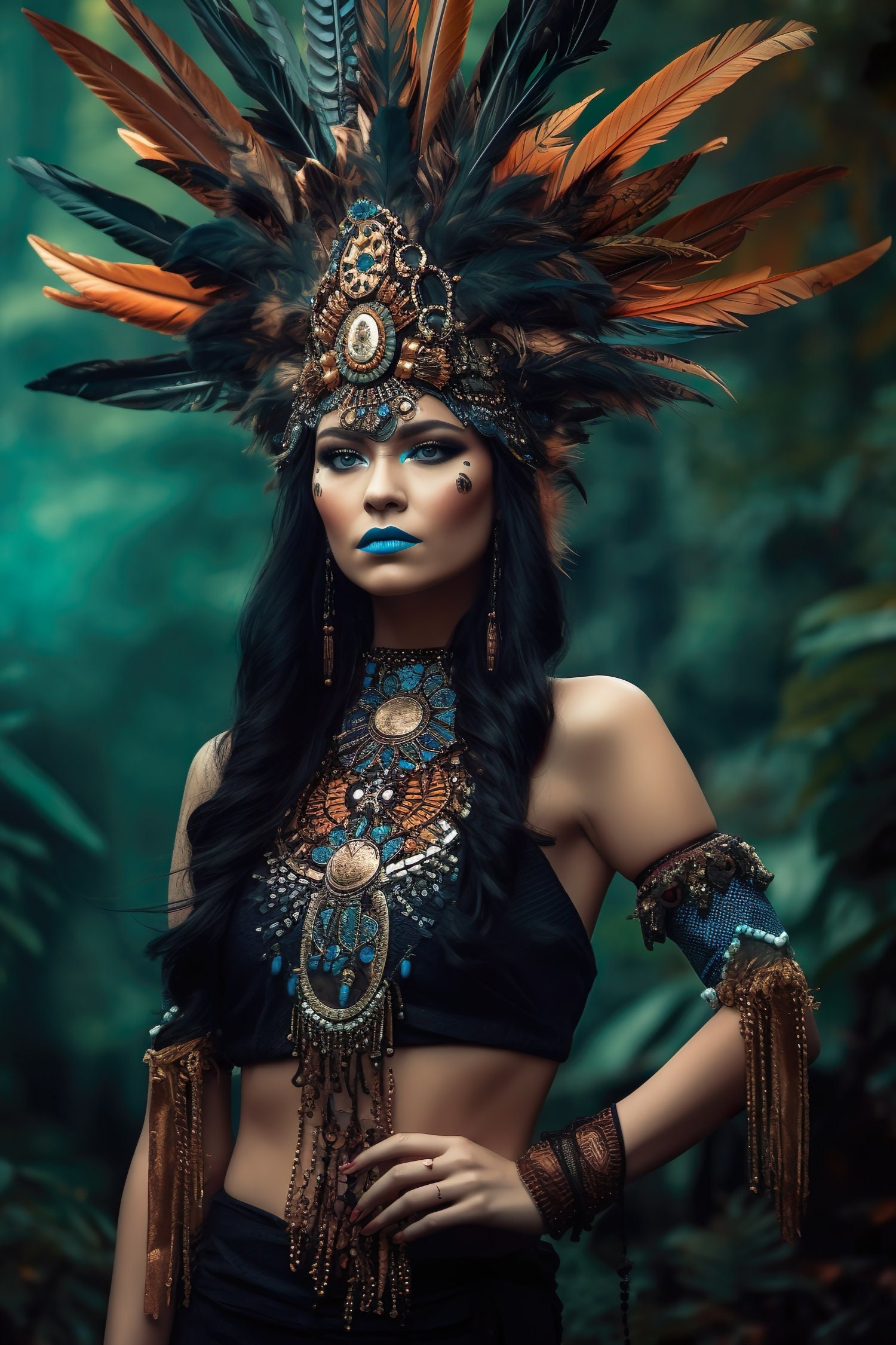 Beautiful Aztec Queen Woman Art18//premium Digital Product Ai Clip Art