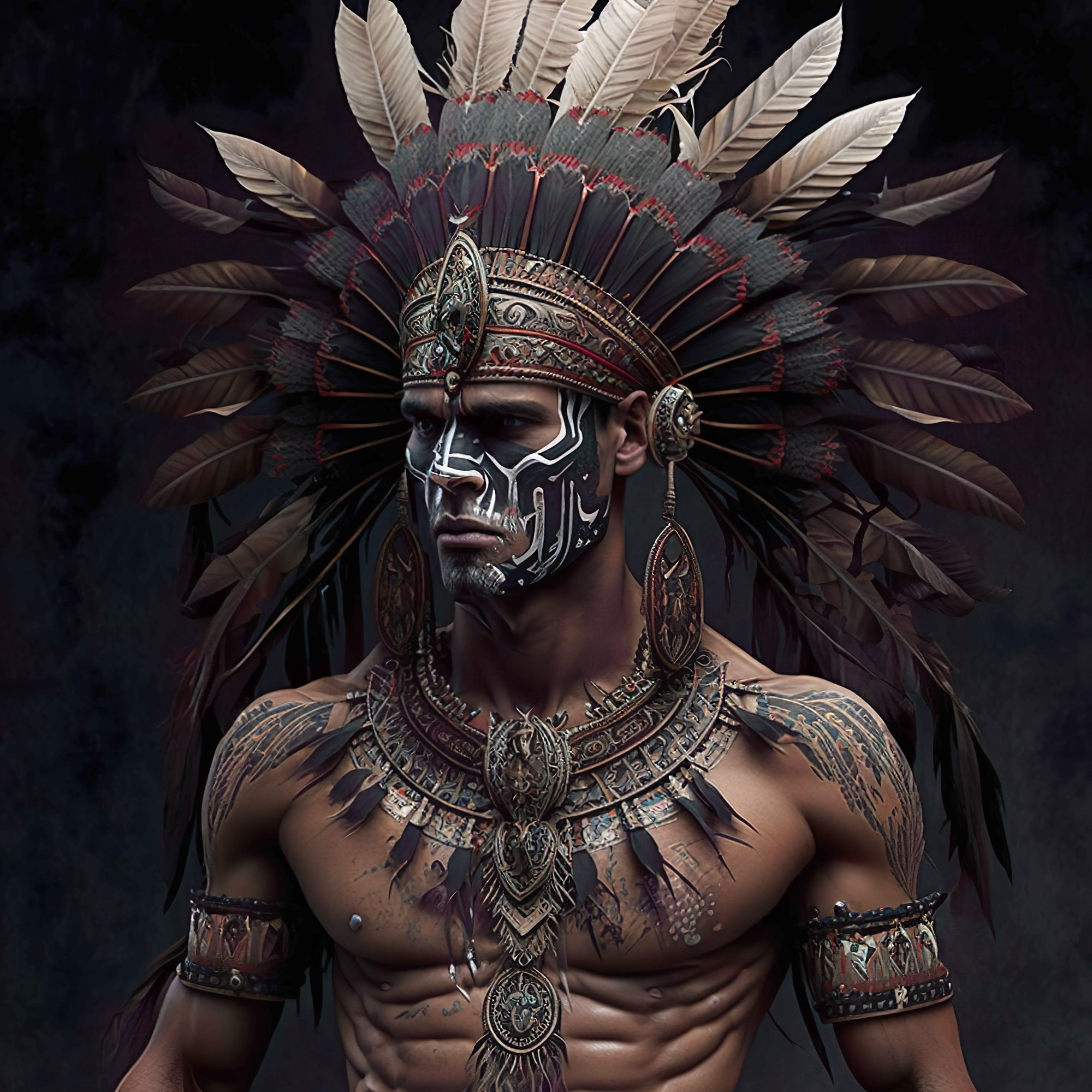 Strong Aztec Man No.3 //premium Digital Product Ai Clip Art Wall Paper