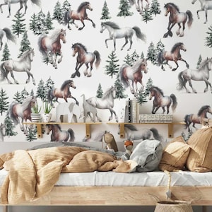 Horse wallpaper for a children&#39;s room, western style