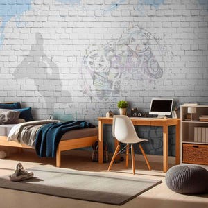 Graffiti wallpaper Gamer for Children&#39;s rooms.