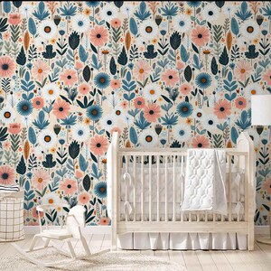 Papier peint fleuri pour chambre d'enfant, Rachel Style 33