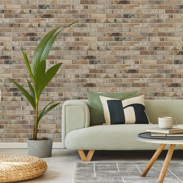 Brick wallpaper. In gray and light brown beige/colors you can change the color free of charge