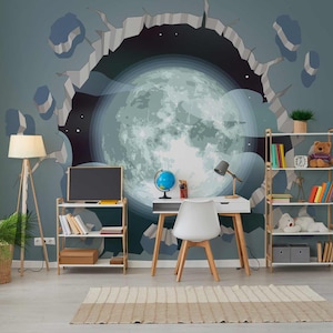 carta da parati luna per la camera dei bambini carta da parati 3D