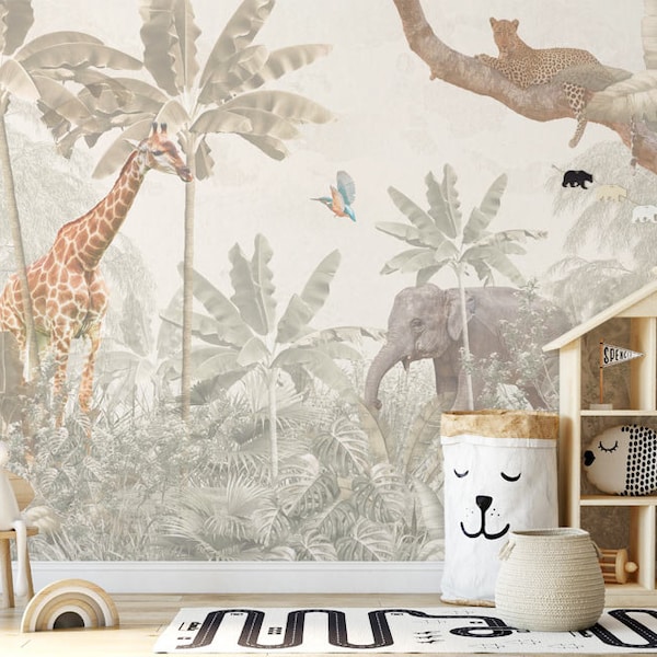 Wallpaper for a children's room, Jungle Emily Style