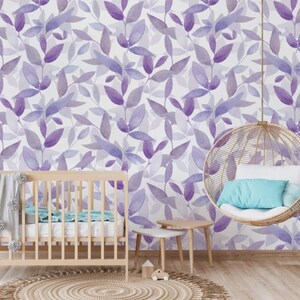 Papier peint floral - aquarelle de feuilles de lilas
