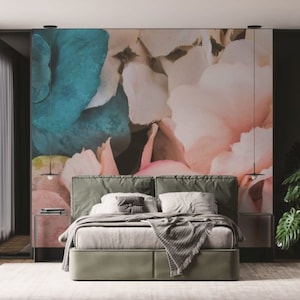 Papier peint à fleurs – grandes fleurs en tissu