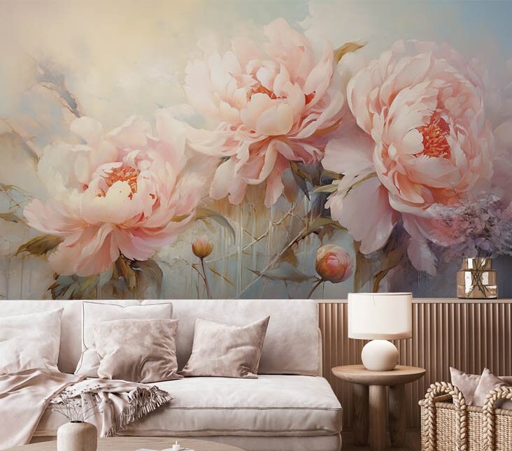 Flower Wallpaper for the Living Room Tulip Style - Etsy