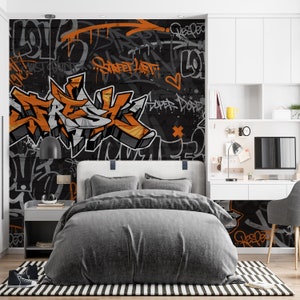 Graffiti wallpaper, black brick