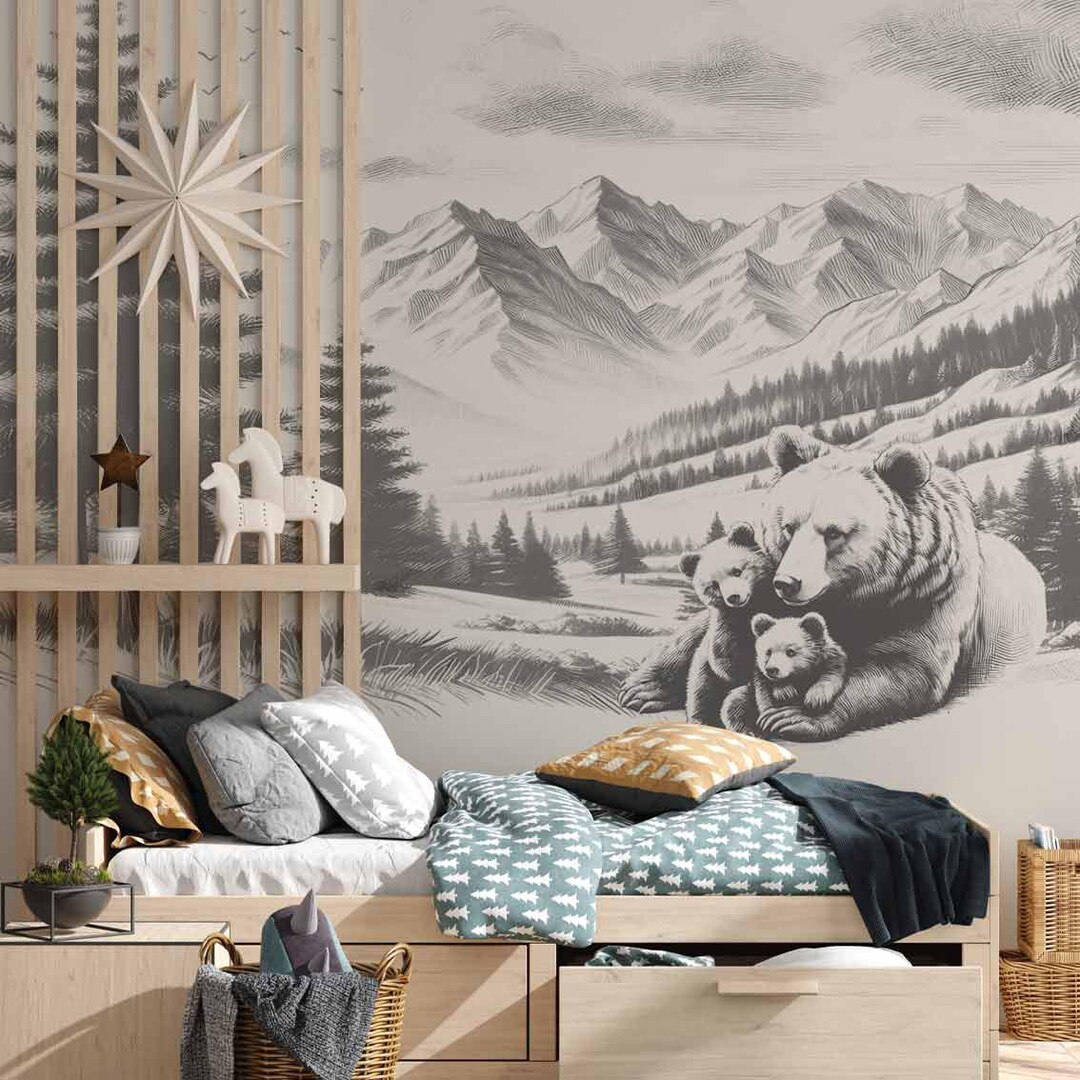 Murals Wallpaper Scandinavian Style 1, for a Children's Room Rabbits - Etsy