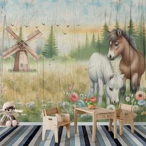 Pony wallpaper for a children&#39;s room, western style