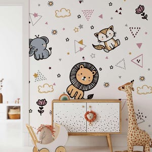 Animal wallpaper for a baby room