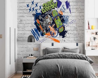 Skateboard-Tapete für Teenagerzimmer, Graffiti im Joey-Stil