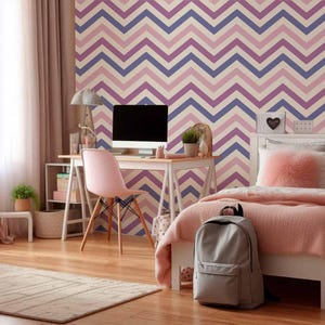 Carta da parati a righe Zig Zag per camerette per bambini Emily Design 5