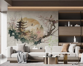 Papel pintado japonés para el salón.