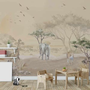 Carta da parati per la cameretta dei bambini Safari, Emma Design