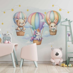 Animal wallpaper with balloons, 1 mural wallpaper,3d murals, murals