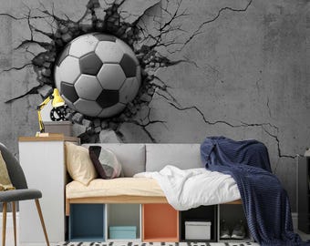 3D Football Wallpaper: Custom Name Kids Room Decor