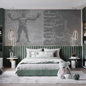 WJJFA Man Boxing Wallpaper 3D Wall Murals, Oil Painting Art Mural Wallpaper  Decor Paintings, Suitable for Boxing Gym Boxing Match Living Room and
