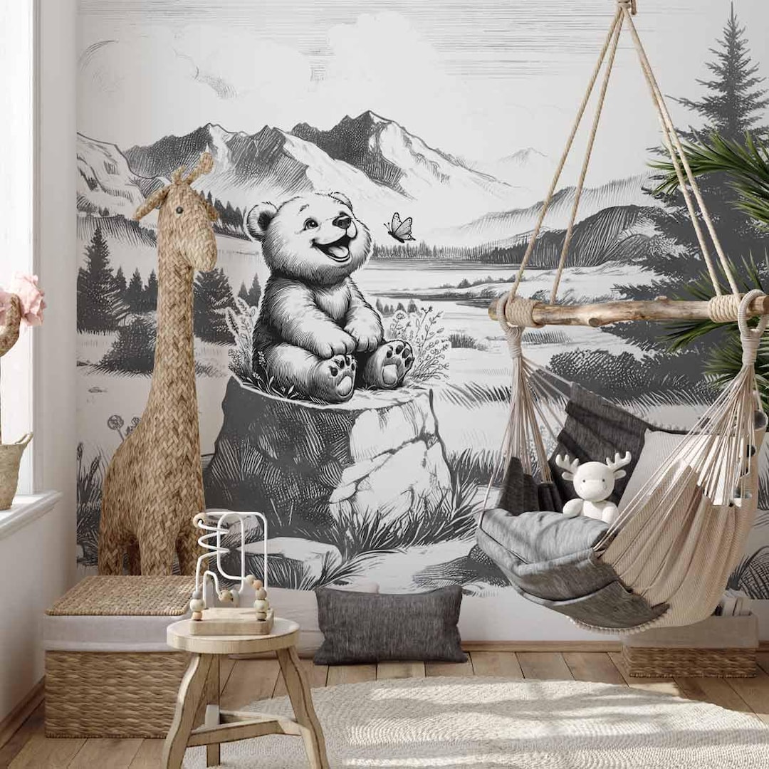 Murals Wallpaper Scandinavian Style 2, for a Children's Room Rabbits - Etsy