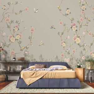 Papier peint floral – rosiers