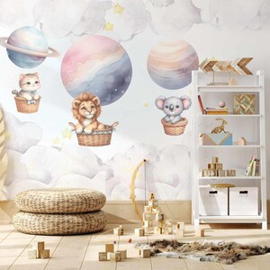 Animal wallpaper with balloons, murals wallpaper,3d murals, murals