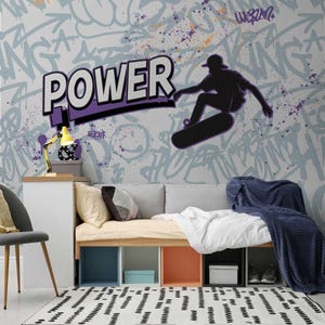Graffiti wallpaper Skateboard style for children&#39;s room